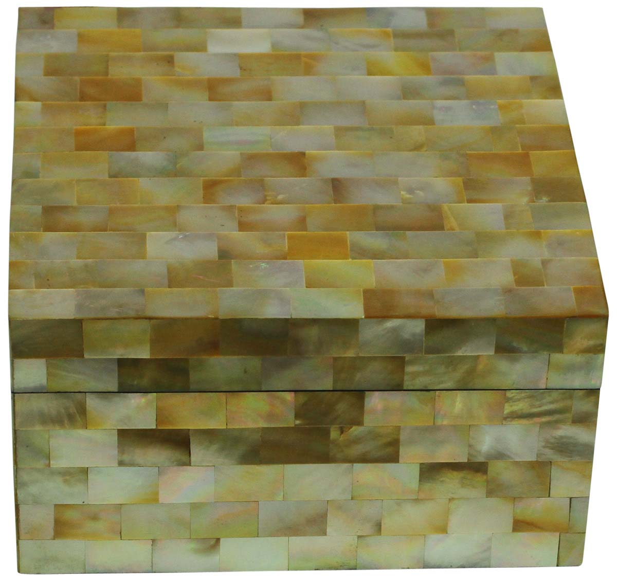 Square6.5” Jewelry Box in Bulk - Wholesale Handmade Golden Shades Jewelry Box/Trinket Box in MDF &Mother of Pearl from India