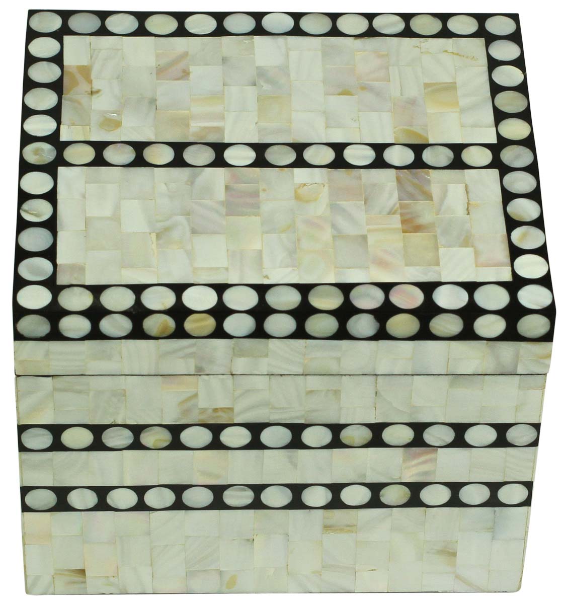 Wholesale 8x7” Jewelry Box in Bulk - Source Handmade White & Black Jewelry Box/Trinket Box in MDF &Mother of Pearl from India