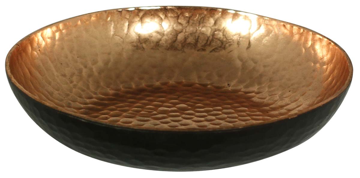 Decorative Metal Bowl with Copper Finish & Black Exteriors – Unique Centerpieces for Dining Tables / Coffee Tables   Buy in Bulk Wholesale