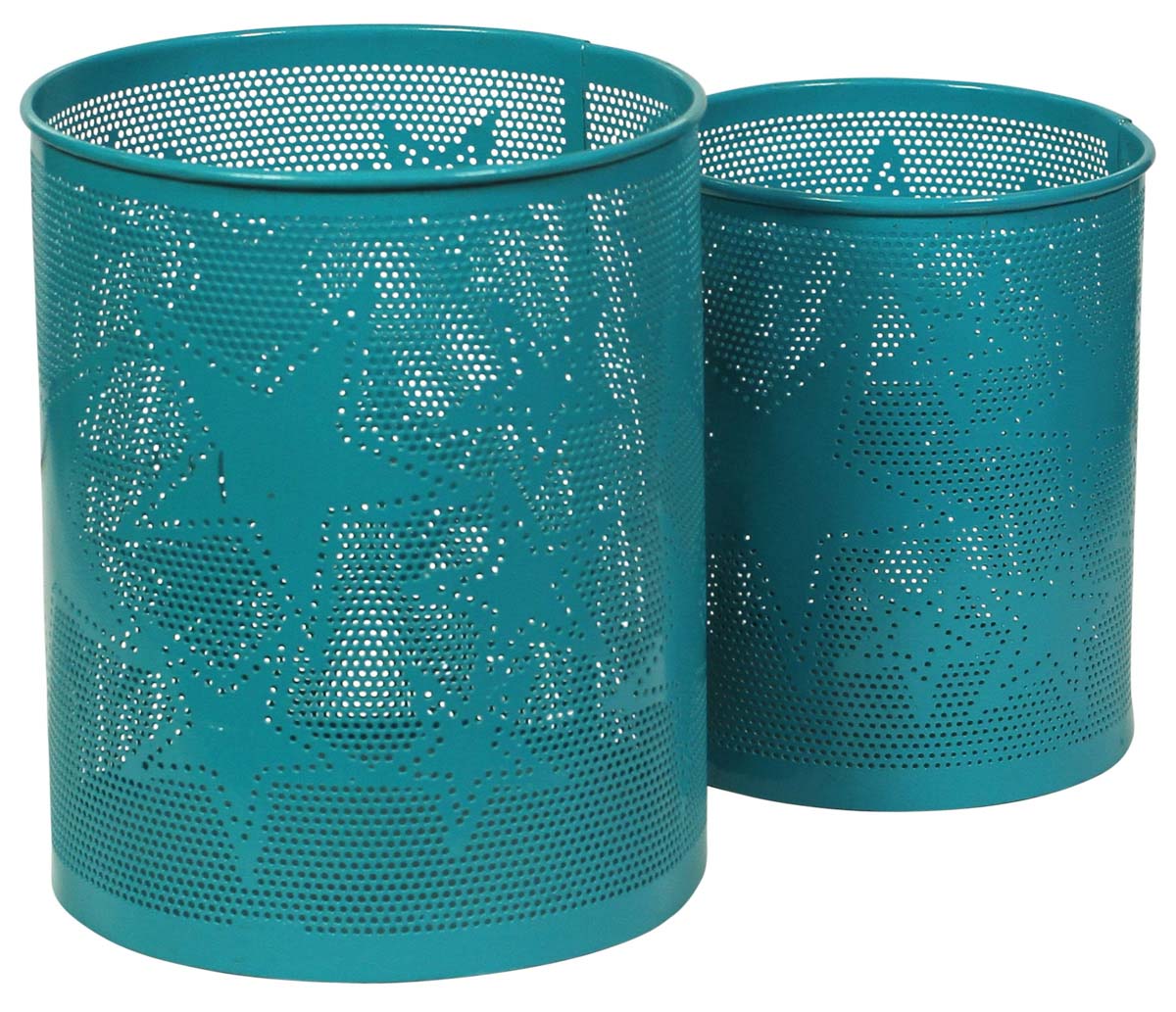 Set of 2 Metal Tea-Light Candle Holders / Stands in Turquoise - Star Motifs - Colorful Candle Decor - Buy in Bulk Wholesale