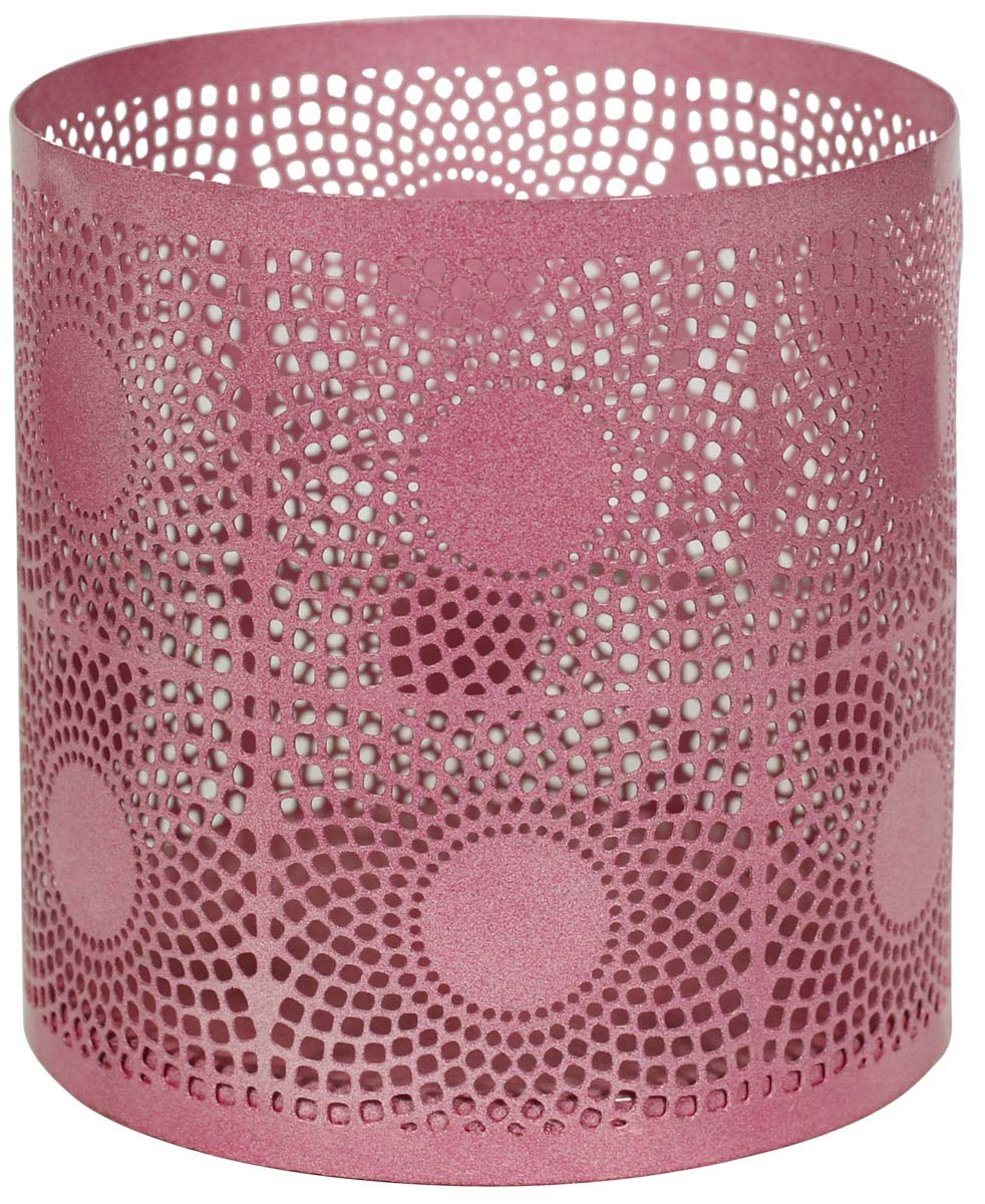 Metal Tea-Light Candle Holder / Stand in Pink - Intricate Cut-Out Patterning - Colorful Candle Decor - Buy in Bulk Wholesale