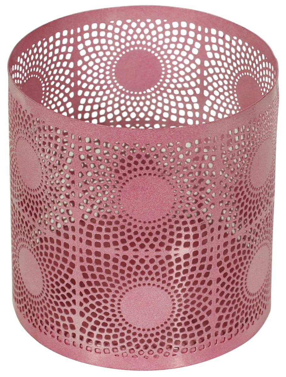 Metal Tea-Light Candle Holder / Stand in Pink - Intricate Cut-Out Patterning - Colorful Candle Decor - Buy in Bulk Wholesale
