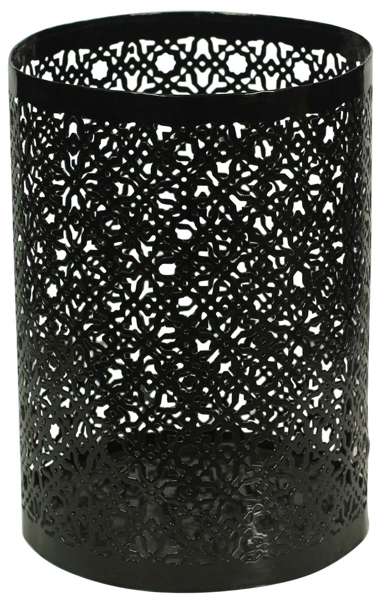 Metal Tea-Light Candle Holder / Stand in Black - Intricate Cut-Out Patterning - Unique Candle Decor - Buy in Bulk Wholesale
