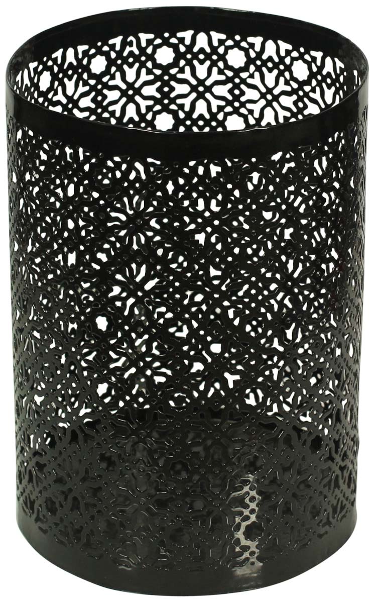 Metal Tea-Light Candle Holder / Stand in Black - Intricate Cut-Out Patterning - Unique Candle Decor - Buy in Bulk Wholesale