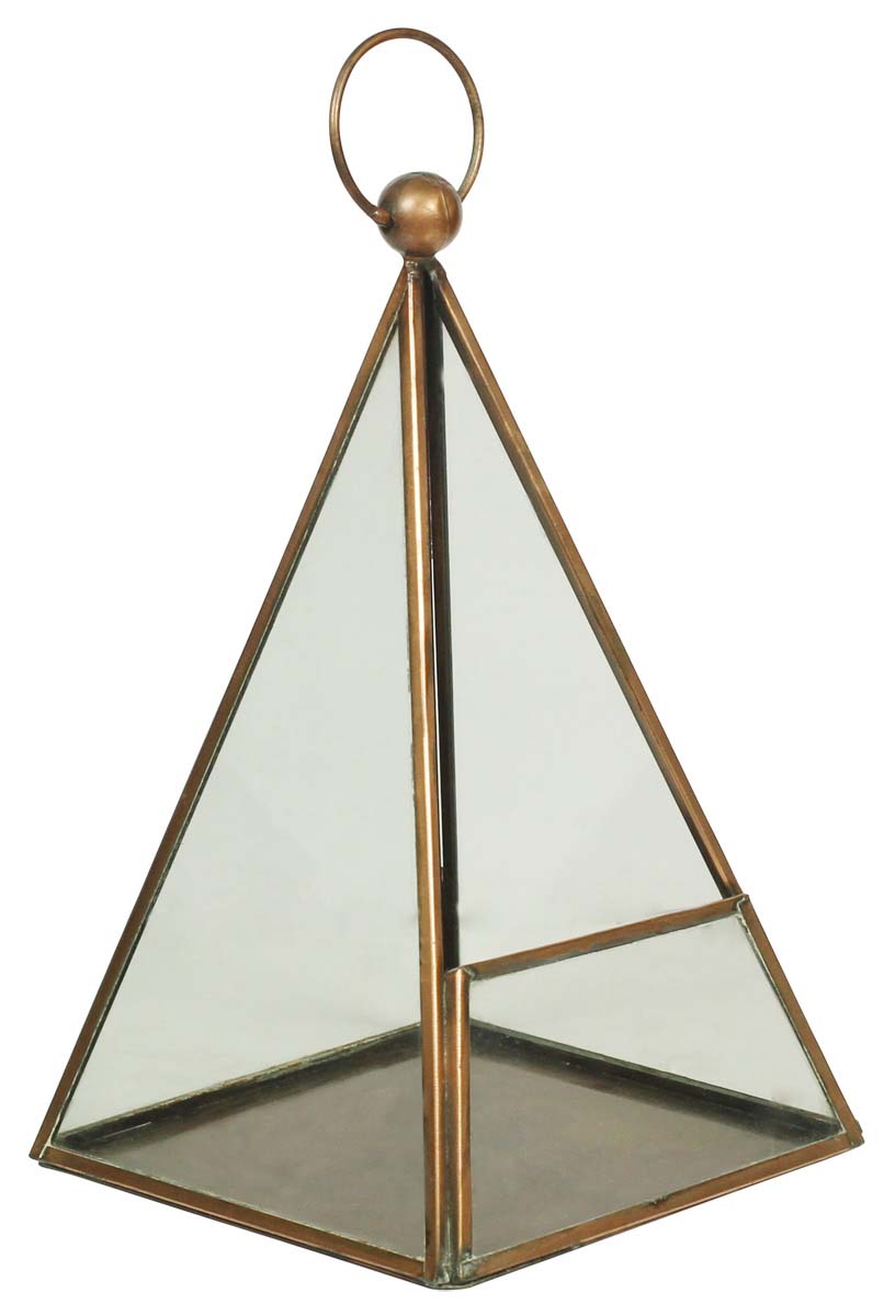 Hanging Tea-Light Candle Holder / Stand in Metal & Glass - Pyramid Shaped - Candle Decor - Buy in Bulk Wholesale
