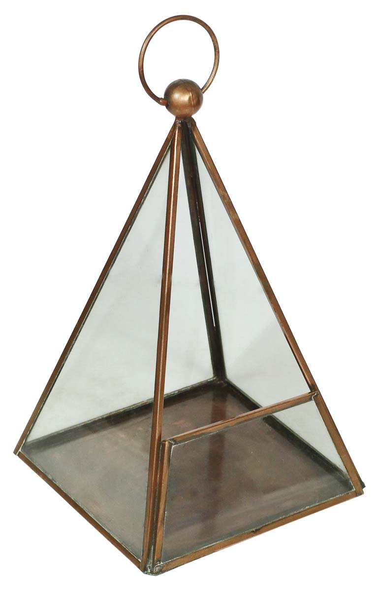 Hanging Tea-Light Candle Holder / Stand in Metal & Glass - Pyramid Shaped - Candle Decor - Buy in Bulk Wholesale