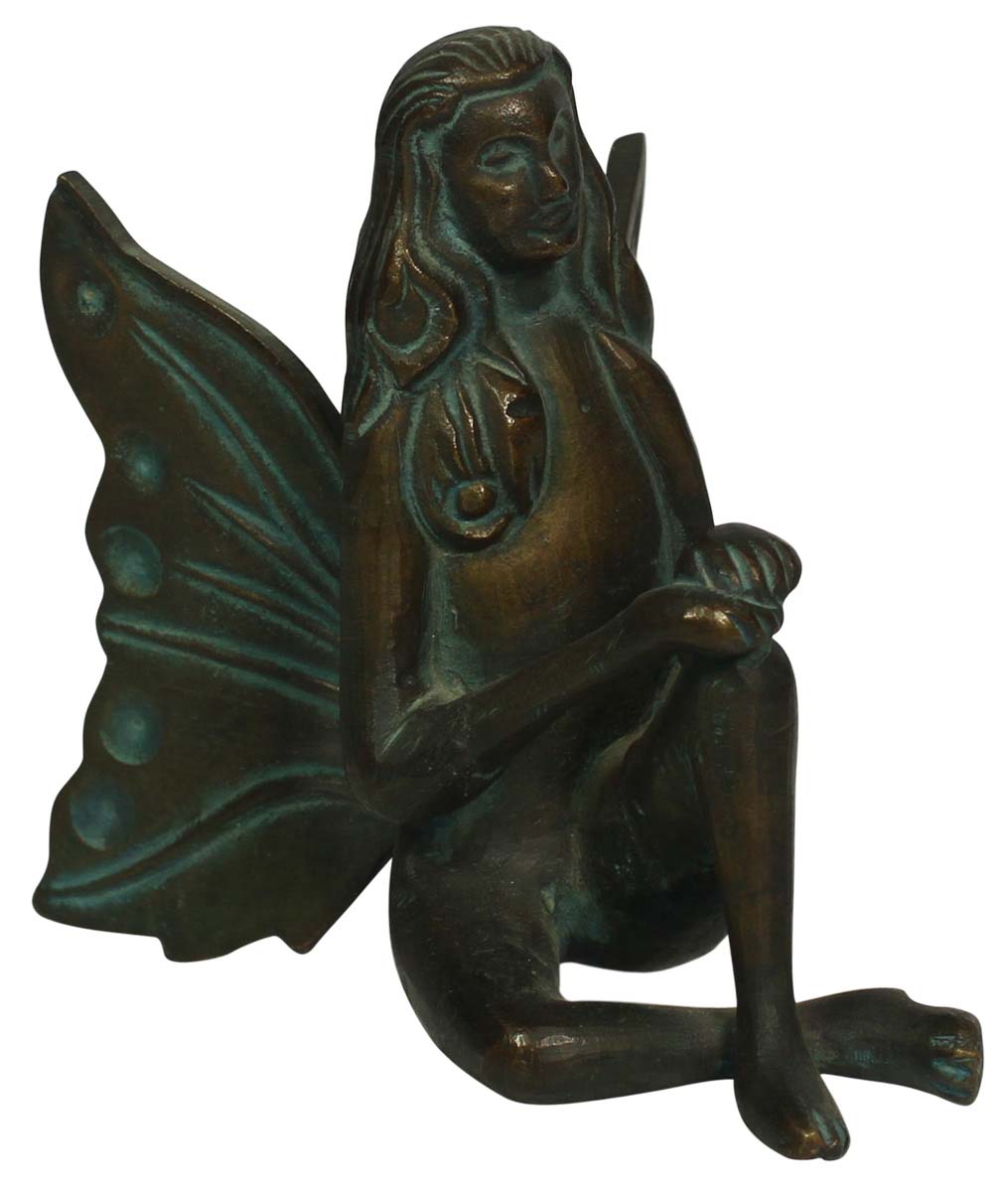 Wholesale Green 3.5” Metal Fairy Figurine in Bulk - Wholesale Handmade Fairy Sculpture from India - Home & Office Decor Statues & Sculptures from India