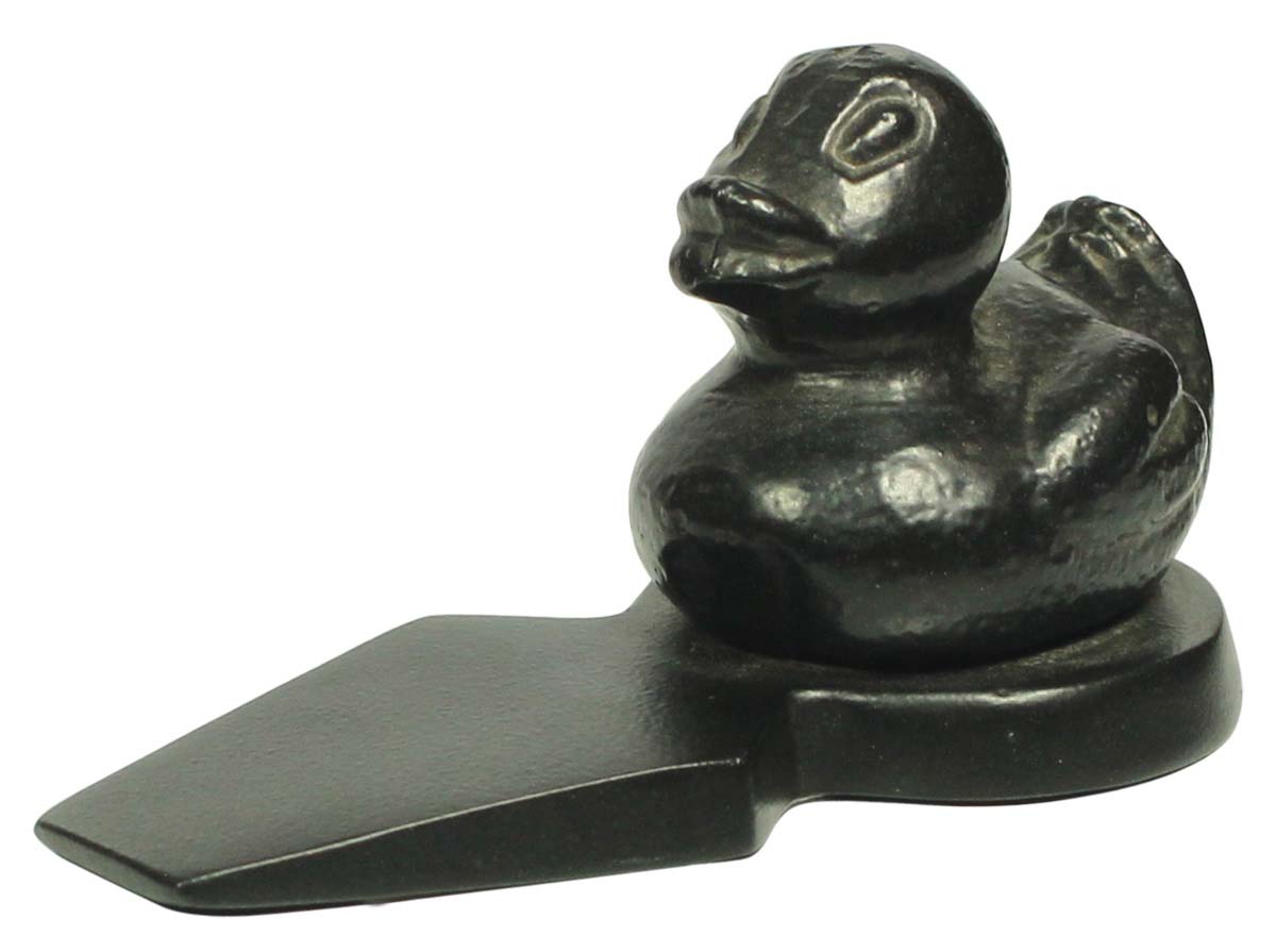 Buy in Bulk Wholesale Metal Door Stopper with Dark Gray Finish - Duckling Figurine at One End - Home/Office Decor