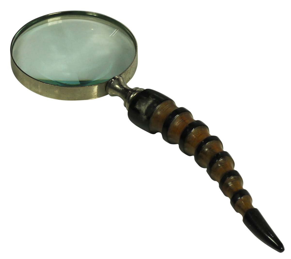 Hand-Held Magnifying Glass / Lens with Spiral Shaped Bone Handle - Vintage-Look Desk Accessories - Buy in Bulk Wholesale
