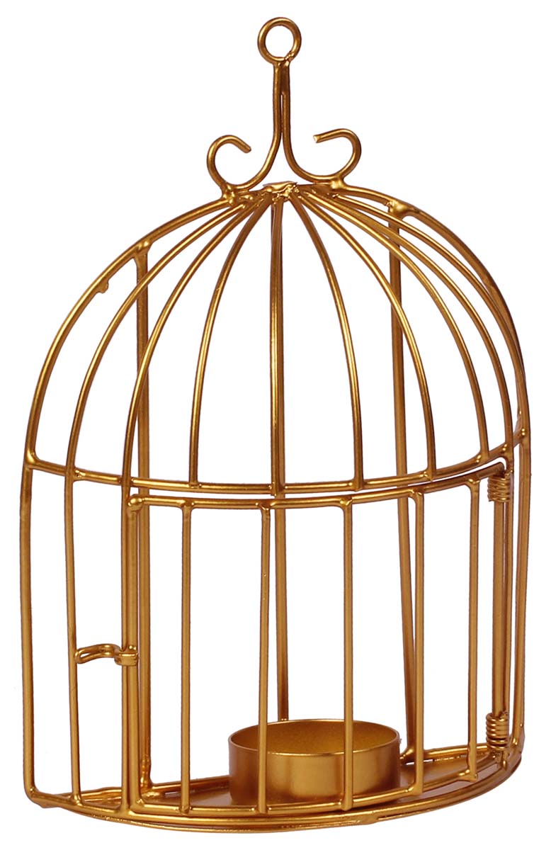 7.5” Tea-Light Holder in Iron - Golden Tone - Hanging - Unique Candle-Stands - Home Decor - Buy in Bulk Wholesale
