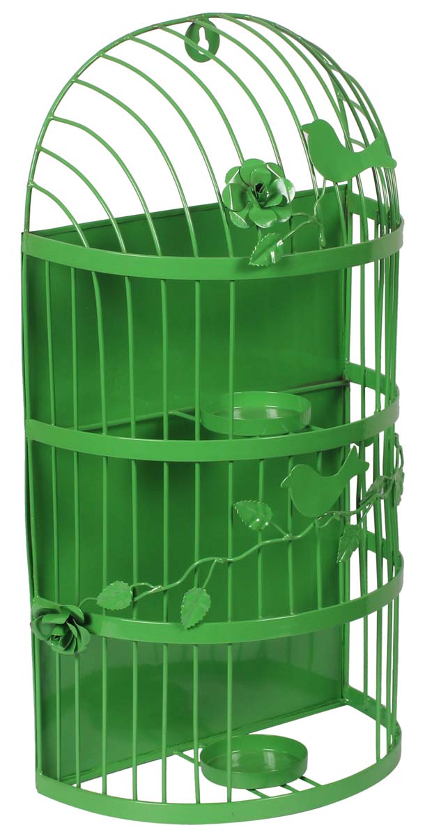 18” Dual Tea-Light Holder in Iron - Green - Unique Candle-Stands - Wall-Decor - Buy in Bulk Wholesale