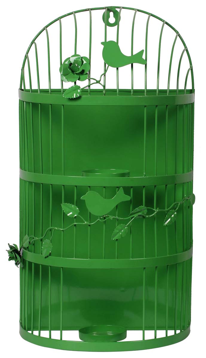 18” Dual Tea-Light Holder in Iron - Green - Unique Candle-Stands - Wall-Decor - Buy in Bulk Wholesale