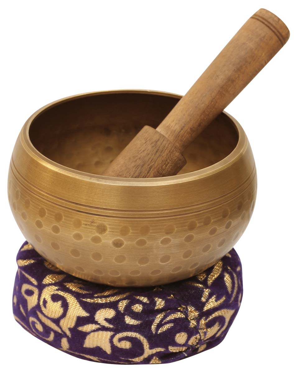 Wholesale 3.5 Inch Buddhist/Tibetan Singing Bowl/Suzu Gong/Ring Gong – Bulk Buy Brass Singing Bowl with Wooden Mallet and Cushion from India