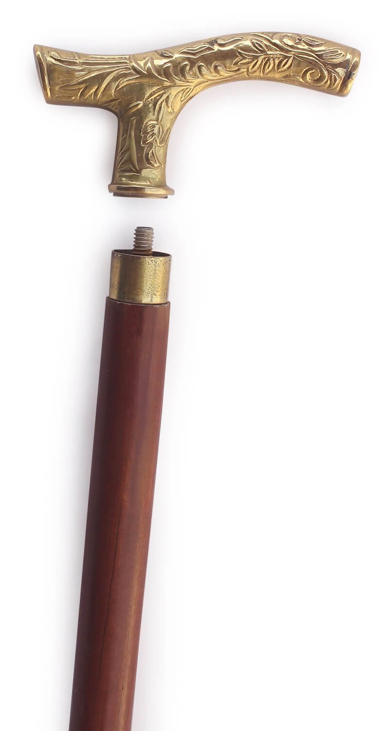 Walking Stick/Cane - Wholesale Handmade Wooden Walking Cane with Fritz Style Brass Handle
