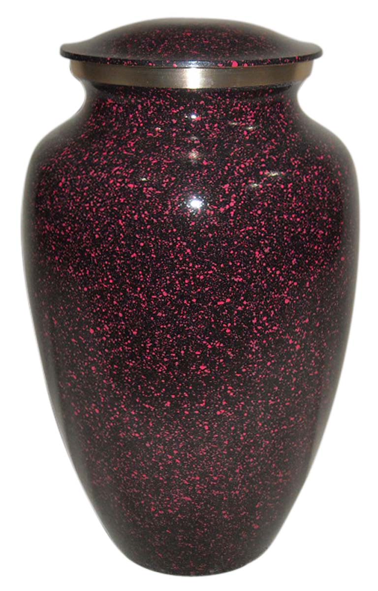 10” Textured Brass Urn for Ashes – Pink Black – Cremation Urns in Bulk at Wholesale