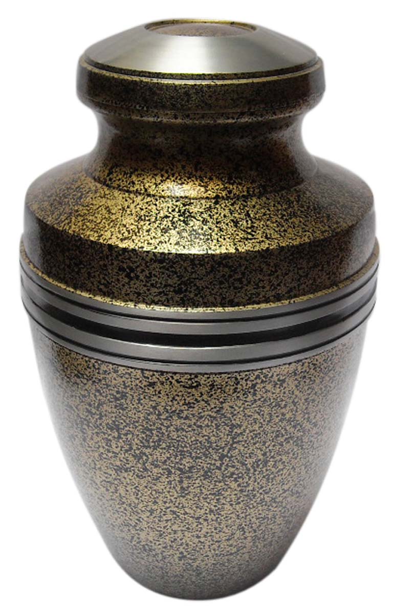 10” Golden Black Brass Urn for Ashes – with Etched Rings - Cremation Urns in Bulk at Wholesale