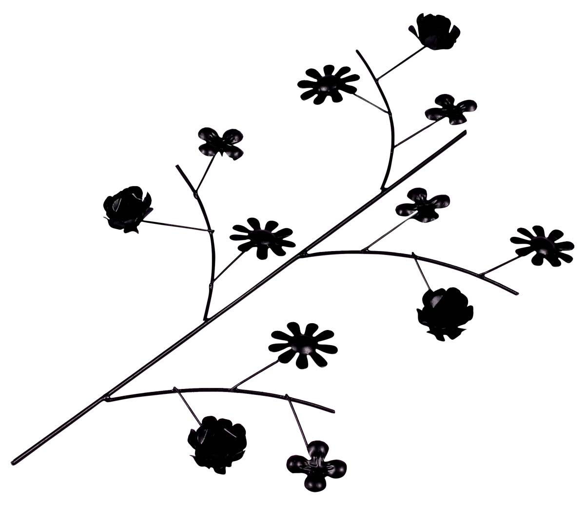 Iron Wall-Art of Flowers - 15” Handmade Black Wall-Decor - Decorative Show-Piece from India - Buy in Bulk Wholesale