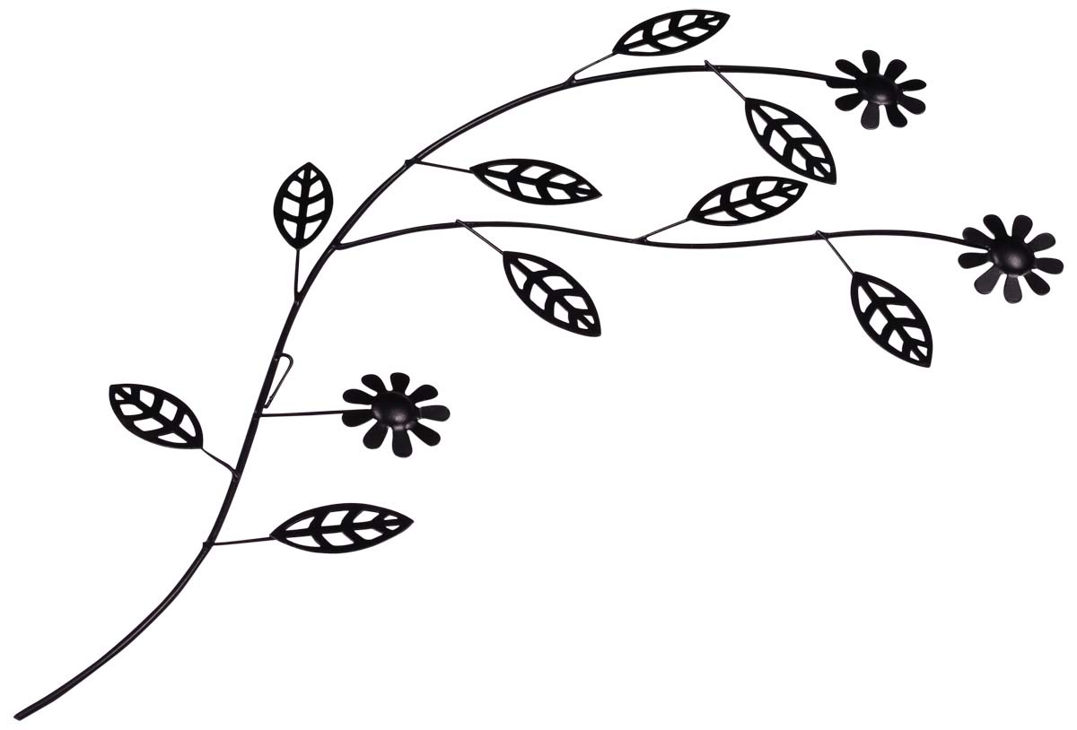 Iron Wall-Art of Flowers & Leaves - 14.6” Handmade Black Wall-Decor - Decorative Show-Piece from India - Buy in Bulk Wholesale