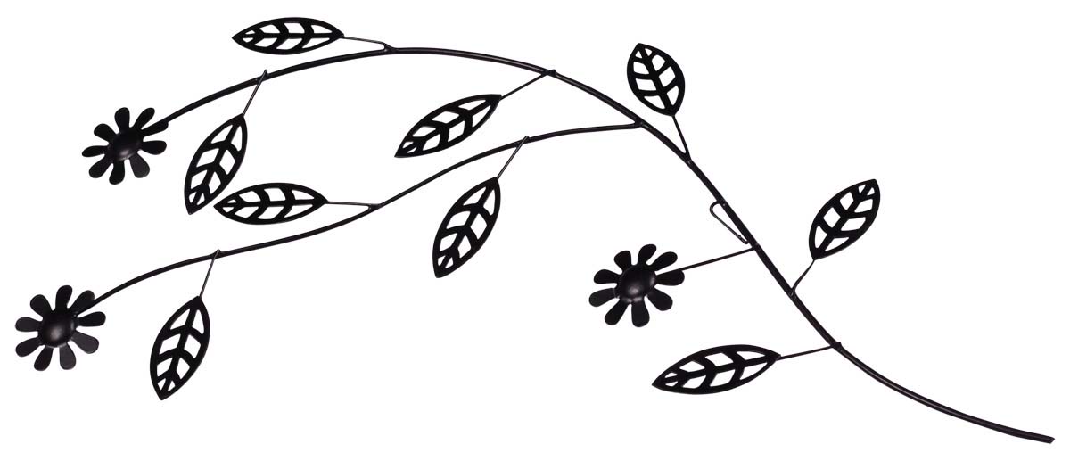 Iron Wall-Art of Flowers & Leaves - 14.6” Handmade Black Wall-Decor - Decorative Show-Piece from India - Buy in Bulk Wholesale