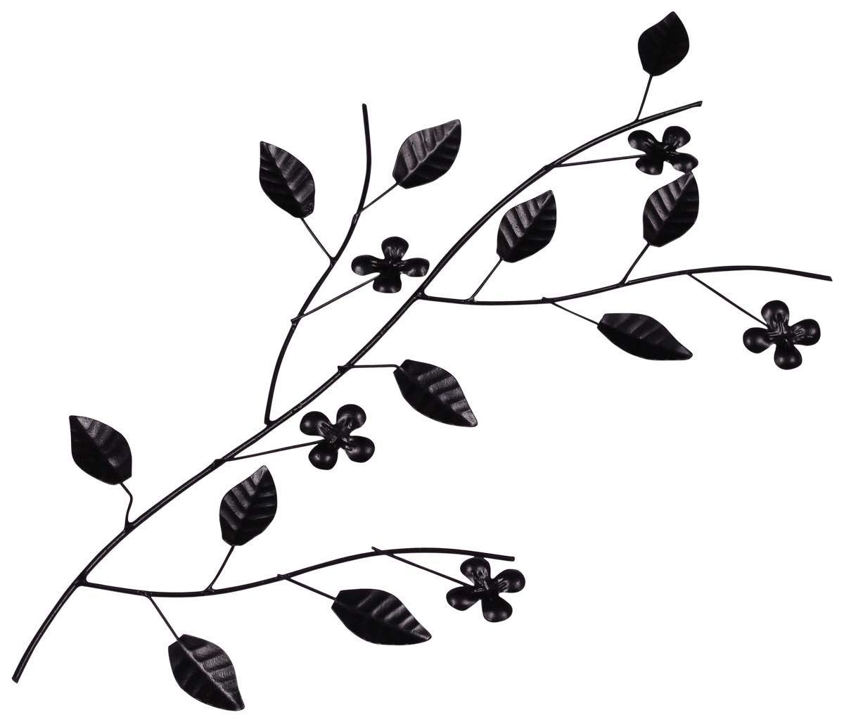 Iron Wall-Art of Flowers & Leaves - 15” Handmade Black Wall-Decor - Decorative Show-Piece from India - Buy in Bulk Wholesale