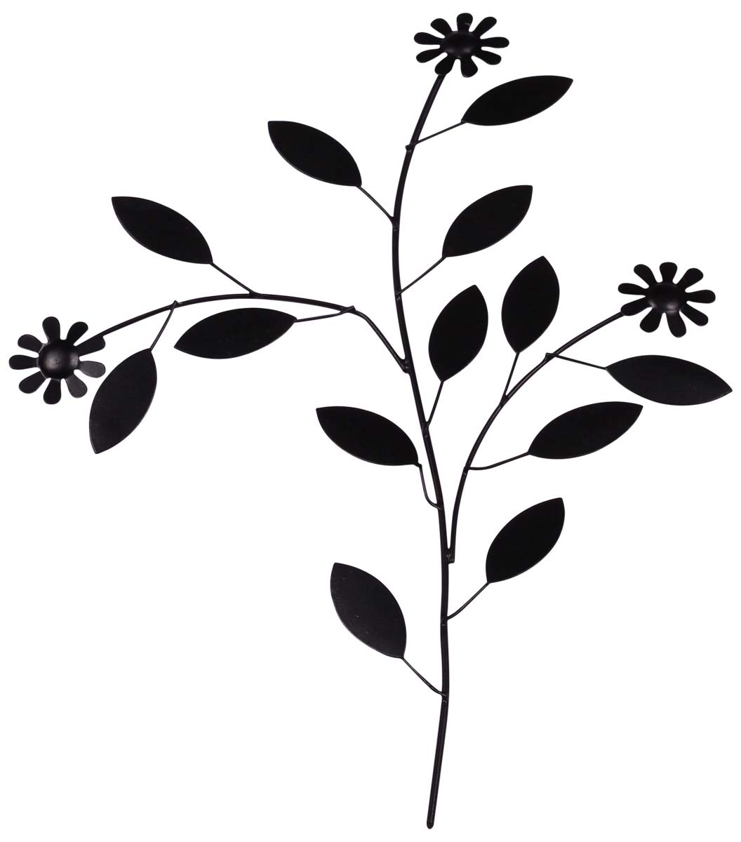 Iron Wall-Art of Flowers & Leaves - 13” Handmade Black Wall-Decor - Decorative Show-Piece from India - Buy in Bulk Wholesale