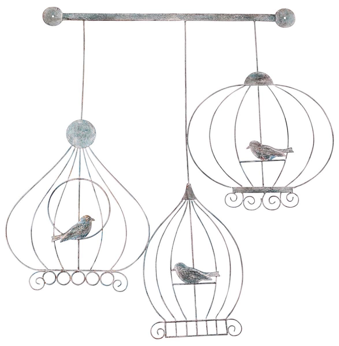 ‘Singing Birds’ Wall-Art in Iron - 31” Hand-Crafted Wall-Decor in Distressed-Look - Artistic Home-Decor from India - Buy in Bulk Wholesale