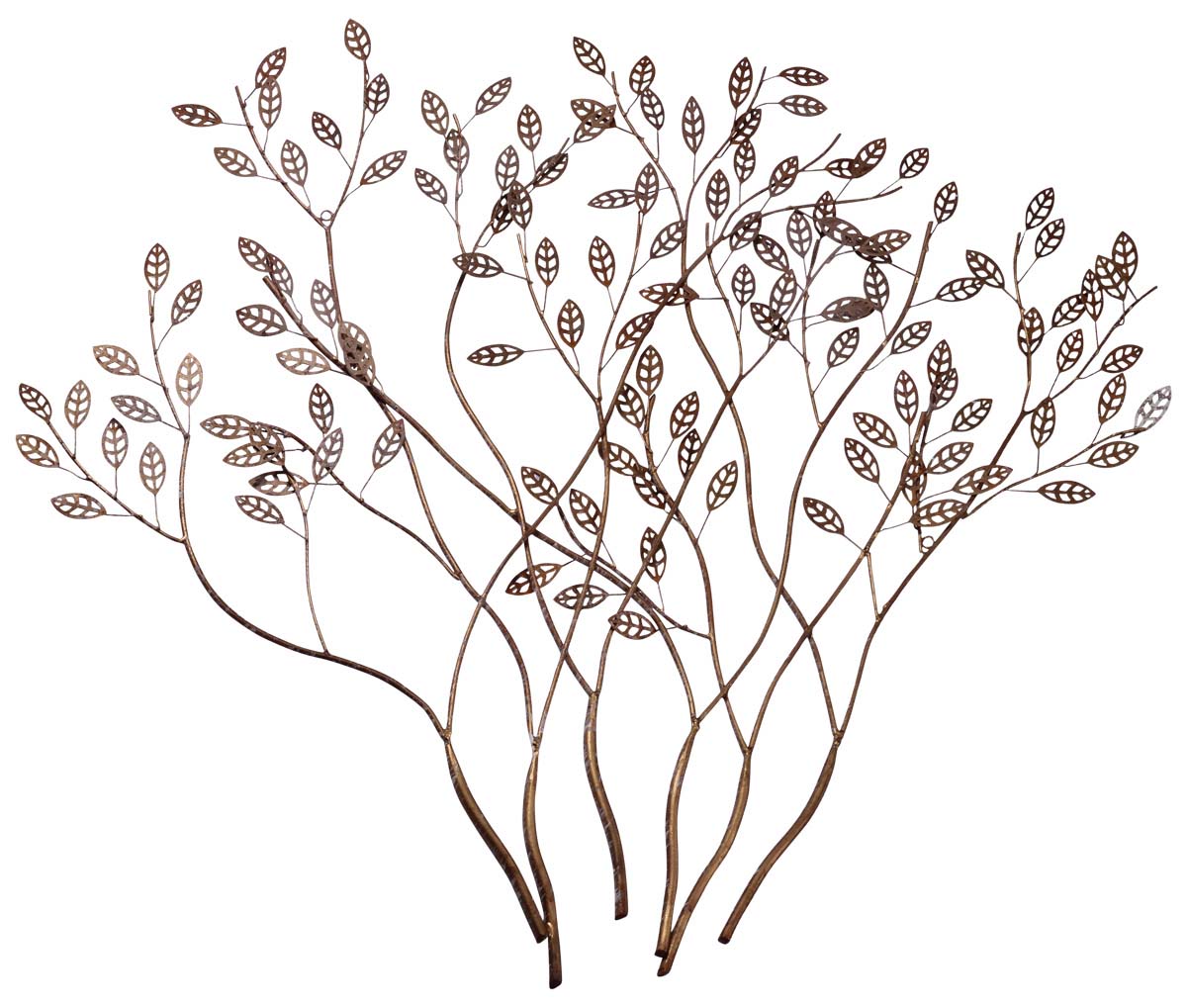 Wall-Art of Golden Leaves in Iron - 34” Handmade Wall-Décor- Rich-Look Home Decor / Show-Piece from India - Buy in Bulk Wholesale