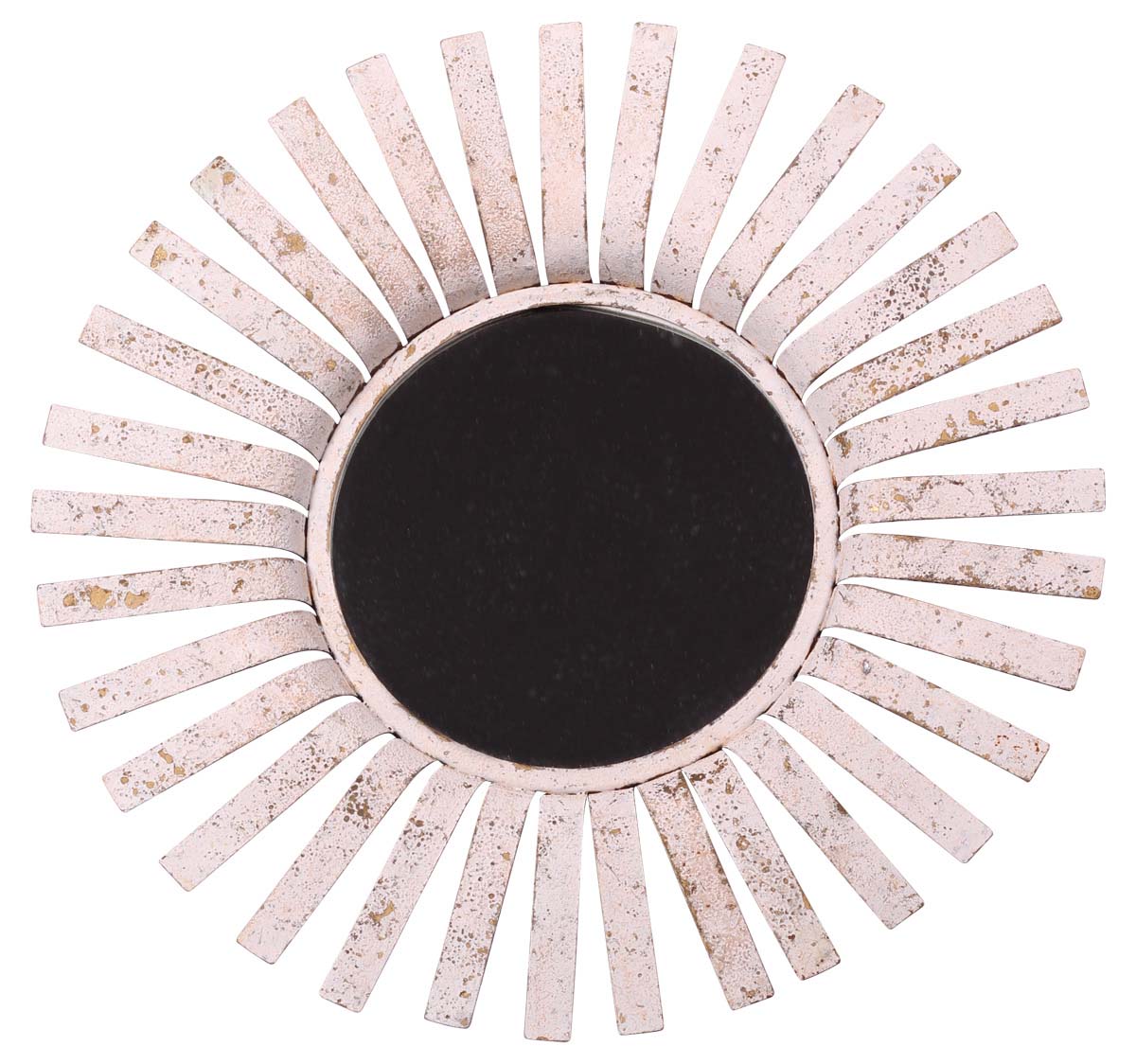 Round Wall-Mirror in Iron - 24” Hand-Crafted Wall-Decor - Distressed-Look Home Decor / Show-Piece from India - Buy in Bulk Wholesale