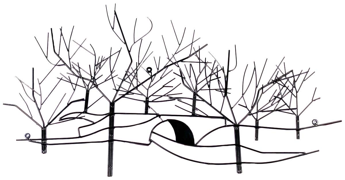 36” Tunnel & Trees Wall-Art in Iron - Black Wall-Decor - Hand-Crafted Home Decor from India - Buy in Bulk Wholesale