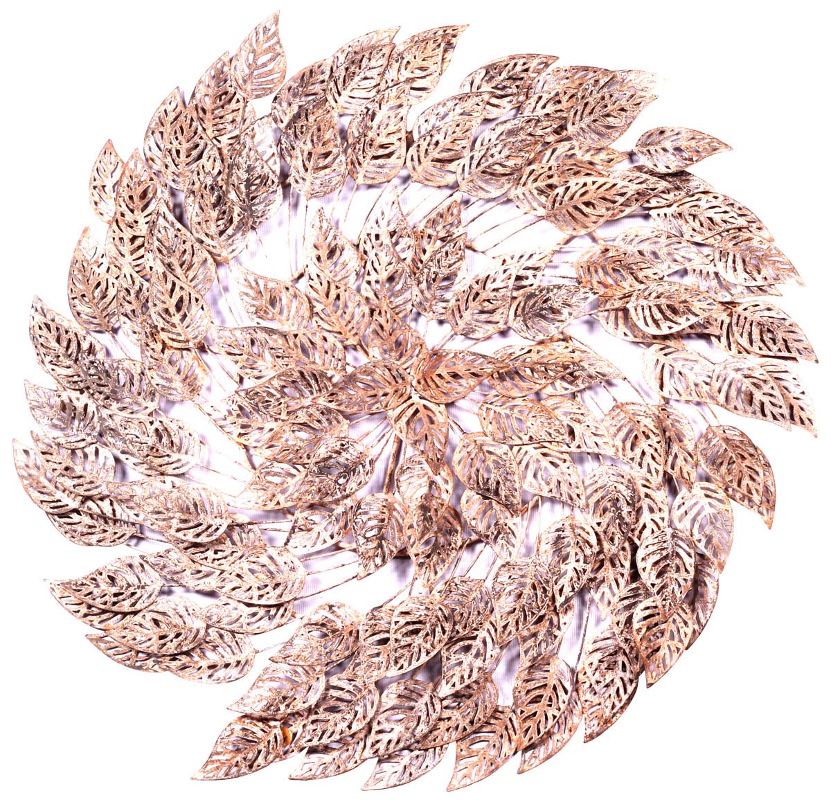 ‘Swirl of Leaves’ Wall-Art in Iron - 25” Hand-Crafted Wall-Decor in Golden Color -Rich-Look Home Decor - Buy in Bulk Wholesale