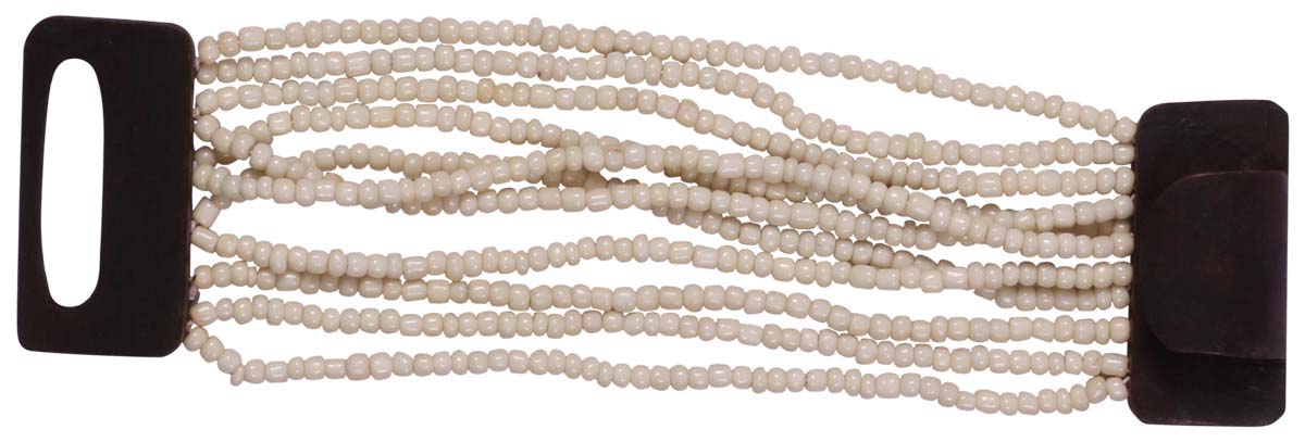White Multi-Layer Bracelet in Bulk - Wholesale Bracelet with Resin Beads & Wooden Clasp - Stylish Women Fashion Jewelry & Accessories