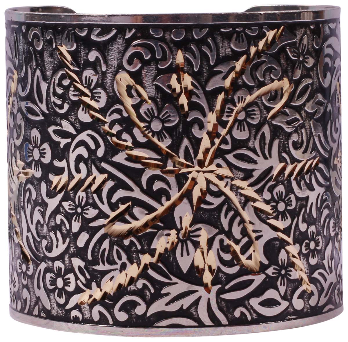 Wholesale Cuff Bracelet in Bulk - Wholesale 3” Hand Accessory with Floral Motifs - Stylish Women Fashion Jewelry & Accessories