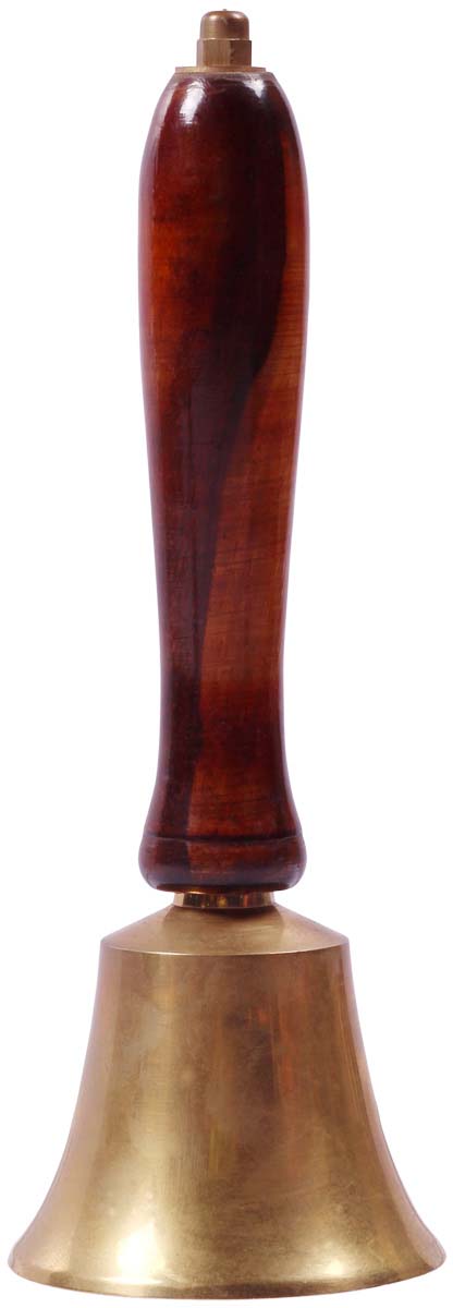 Wholesale Handheld Service Bell in Brass - 7.5” Reception / Dinner Hand Bell with Wooden Handle - Classic Everyday Essentials - Buy in Bulk Wholesale