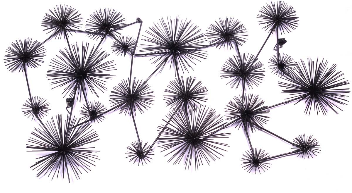 37” Floral Black Wall-Art in Iron -Handmade Wall-Decor / Art-Piece from India - Buy in Bulk Wholesale