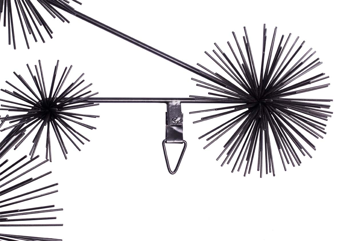 37” Floral Black Wall-Art in Iron -Handmade Wall-Decor / Art-Piece from India - Buy in Bulk Wholesale
