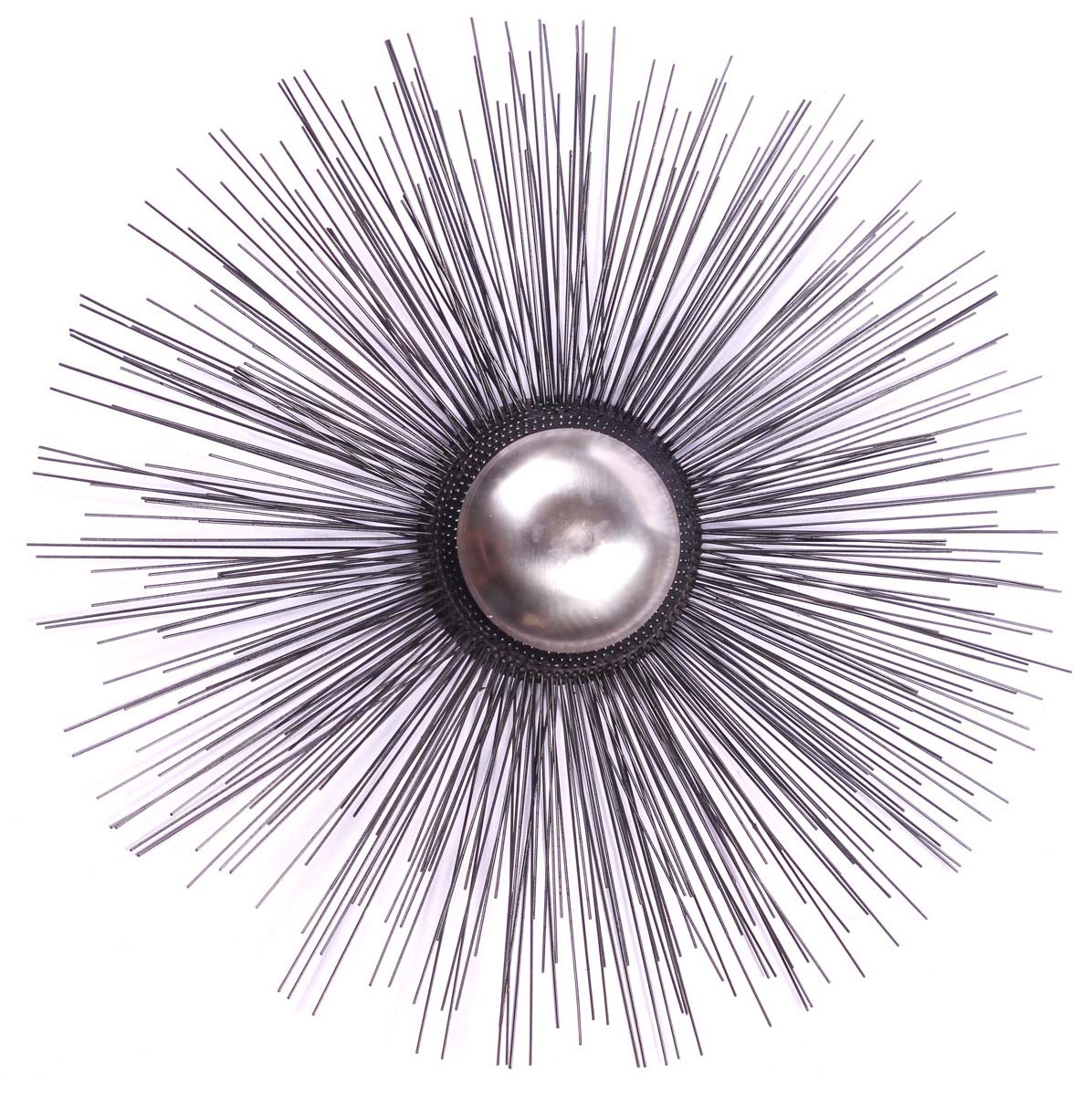 22” Sunburst Black Wall-Art in Iron -Handmade Wall-Decor with a Big Stone - Art-Piece from India - Buy in Bulk Wholesale