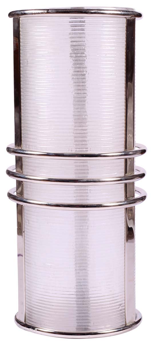 14” Cylindrical Tea-Light Stand in Glass & Steel - Elegant Candle Holder / Showpiece from India - Buy in Bulk Wholesale