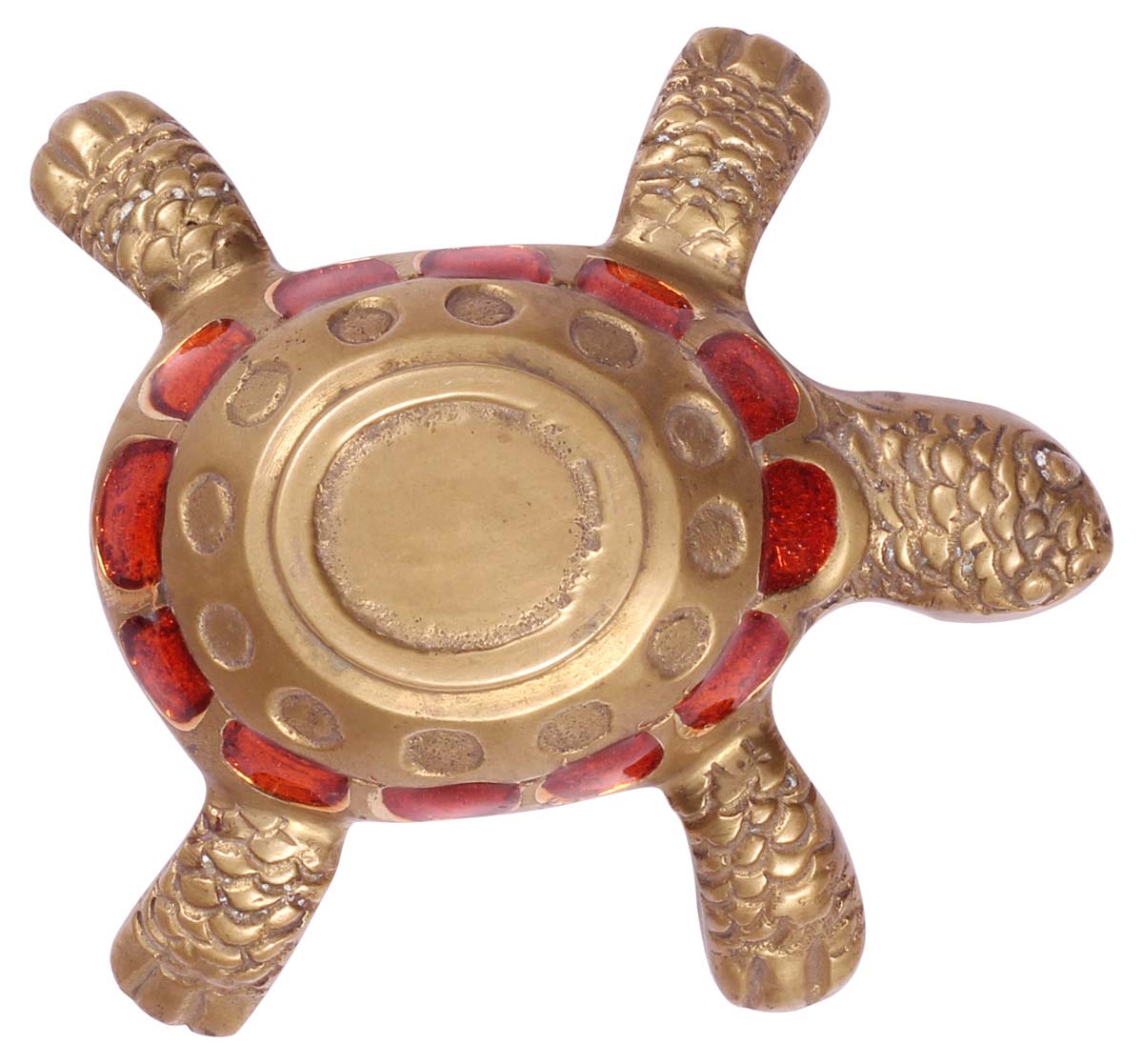 4.5” Turtle Tea-Light Stand in Golden Brass - Antique-Look Candle Holder / Showpiece from India - Buy in Bulk Wholesale