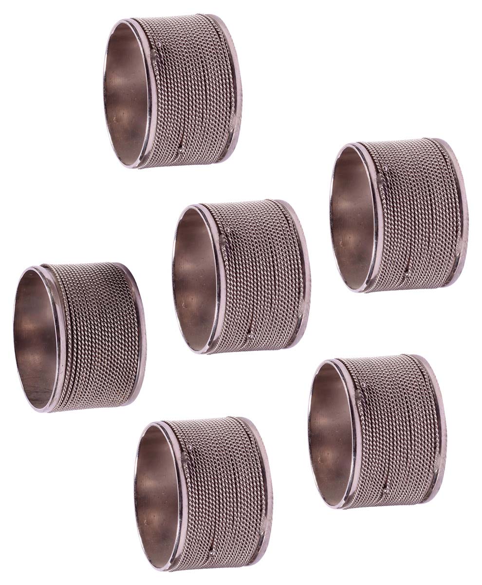 Buy in Bulk Wholesale 2” Brass Napkin Rings in Silver Finish - Hand-Crafted with Twisted Rope Design - Dining Table Accessories