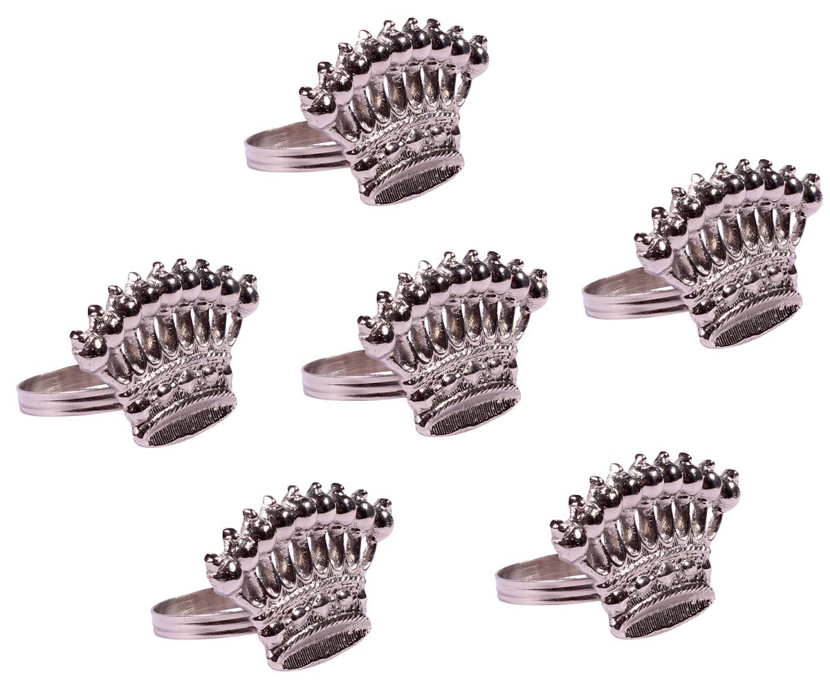 Buy in Bulk Wholesale 2.5” Brass Napkin Rings in Silver Finish & Crown Shape - Hand-Crafted Dining Table Accessories