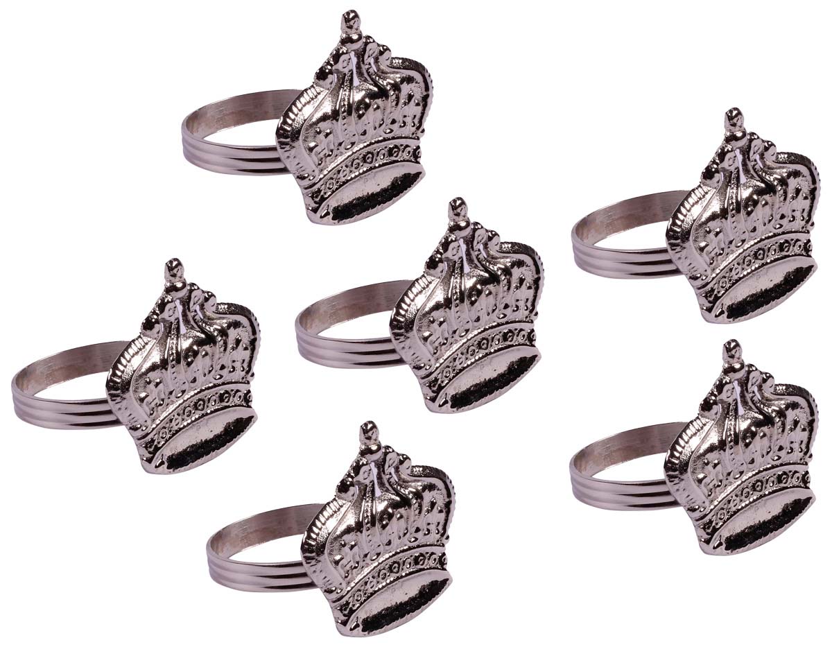Buy in Bulk Wholesale 2” Brass Napkin Rings in Silver Finish & Crown Shape - Hand-Crafted Dining Table Accessories