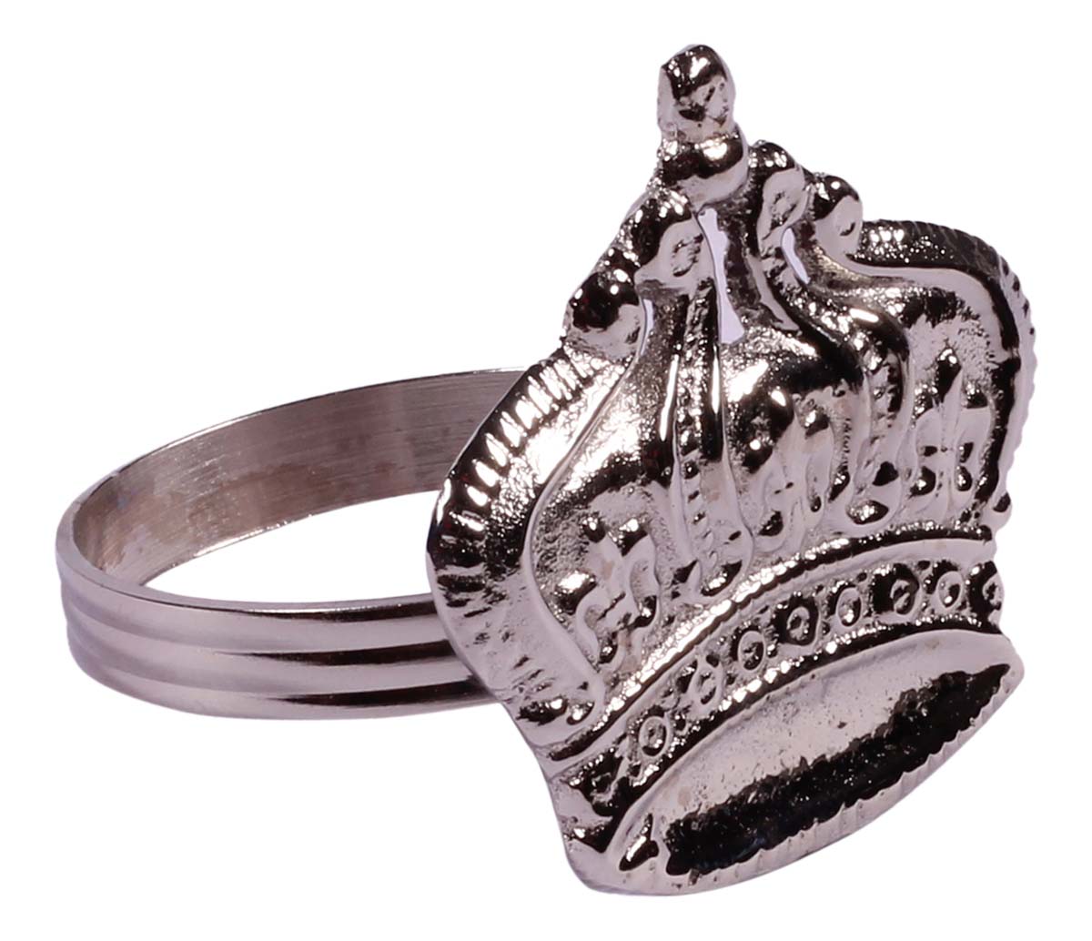 Buy in Bulk Wholesale 2” Brass Napkin Rings in Silver Finish & Crown Shape - Hand-Crafted Dining Table Accessories
