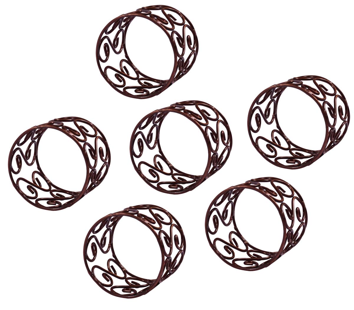 Buy in Bulk Wholesale 1.5” Brass Napkin Rings in Copper Finish & Swirl Design - Hand-Crafted Dining Table Accessories