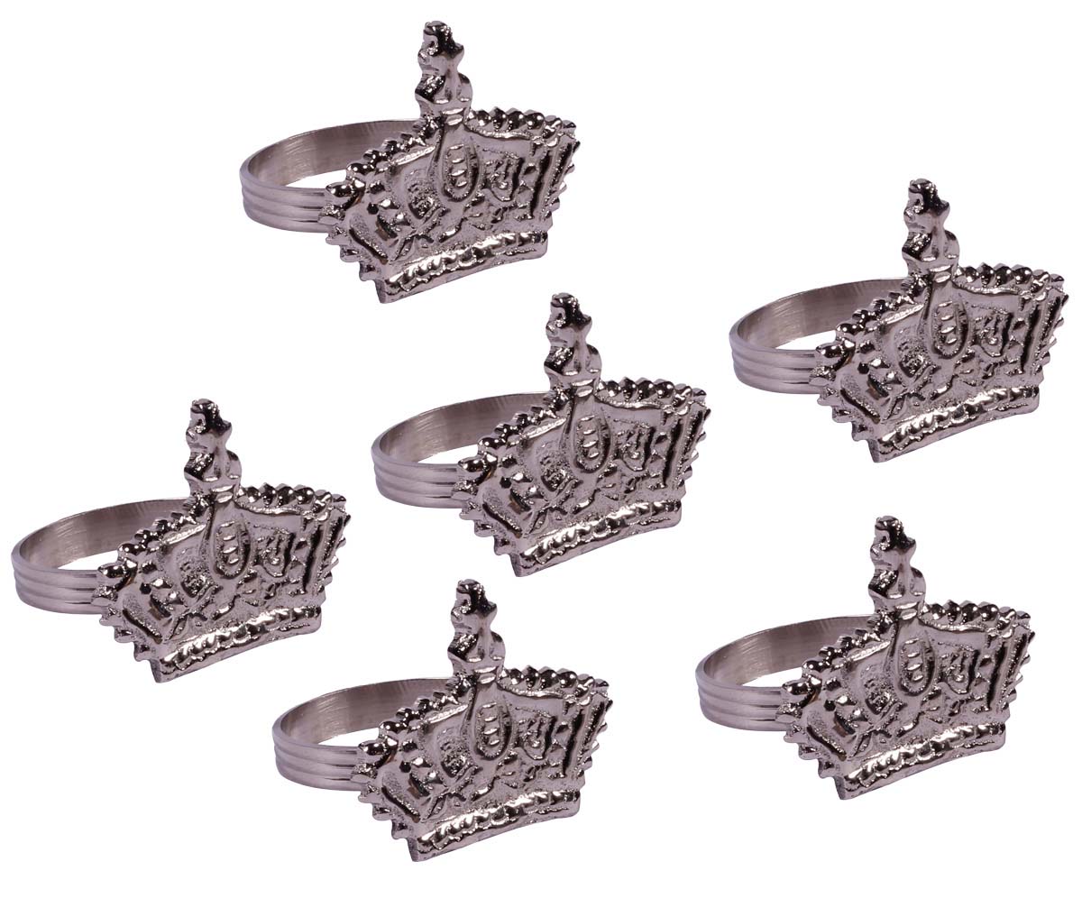 Buy in Bulk Wholesale 2” Brass Napkin Rings in Silver Finish & Crown Shape - Hand-Crafted Dining Table Accessories