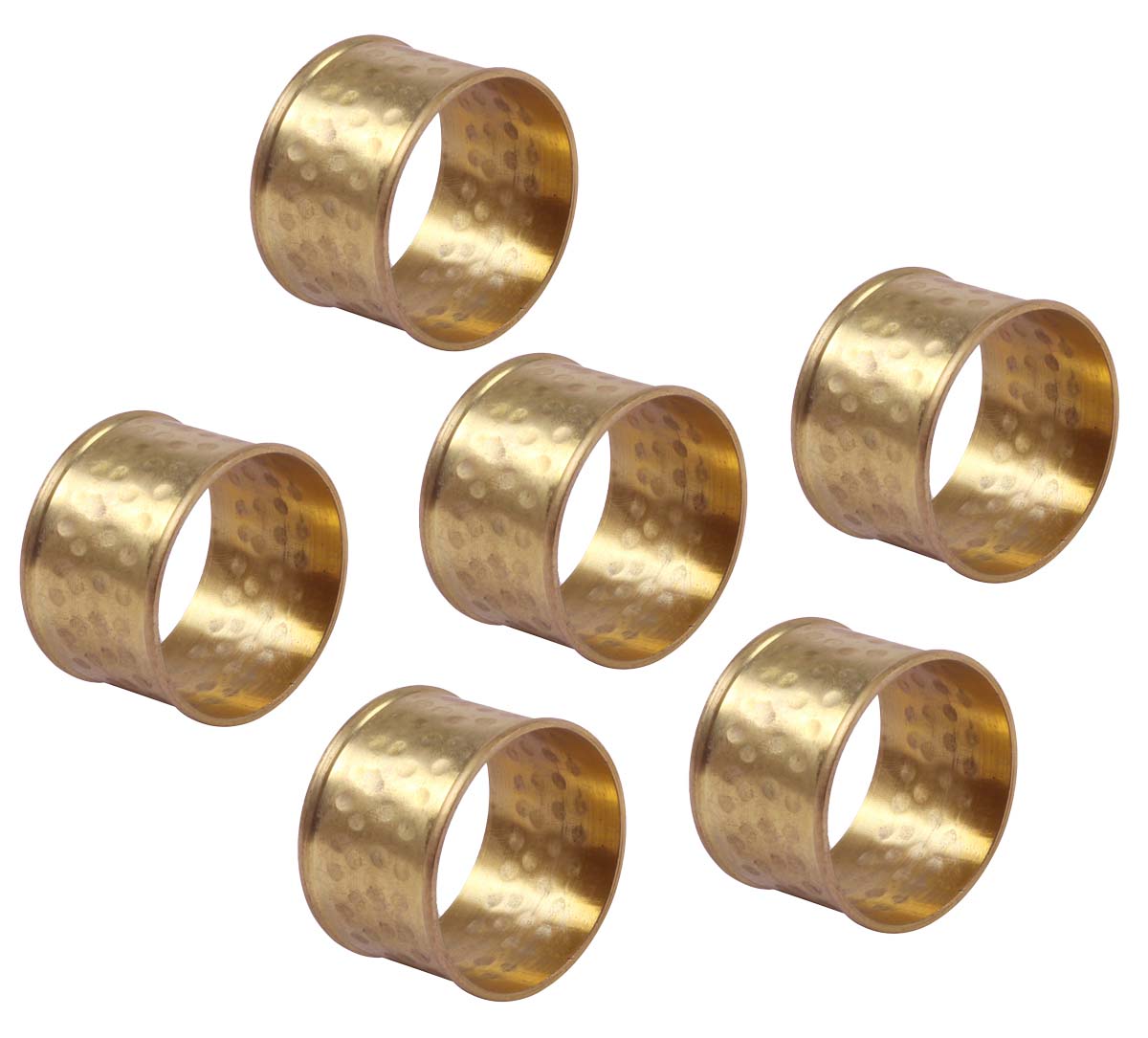 Buy in Bulk Wholesale 2” Brass Textured Napkin-Rings in Golden Finish - Hand-Crafted Dining Table Accessories