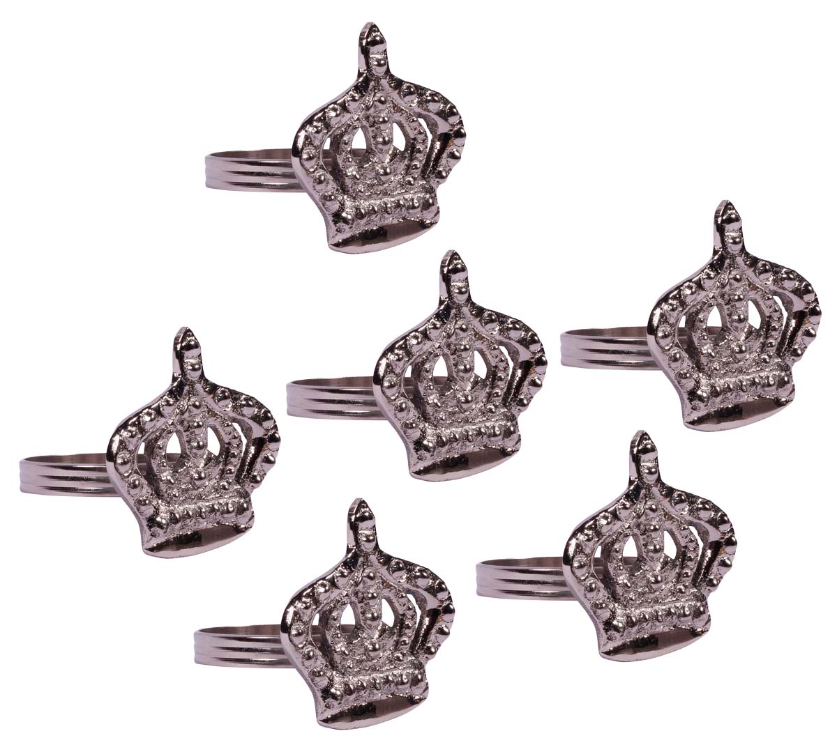 Buy in Bulk Wholesale 2” Brass Napkin Rings in Silver Finish & Crown Shape - Hand-Crafted Dining Table Accessories
