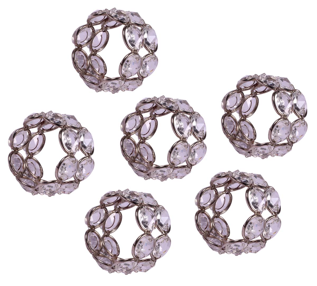 Buy in Bulk Wholesale 2” Jeweled Napkin-Rings in Brass with Crystal Beads - Hand-Crafted Dining Table Accessories