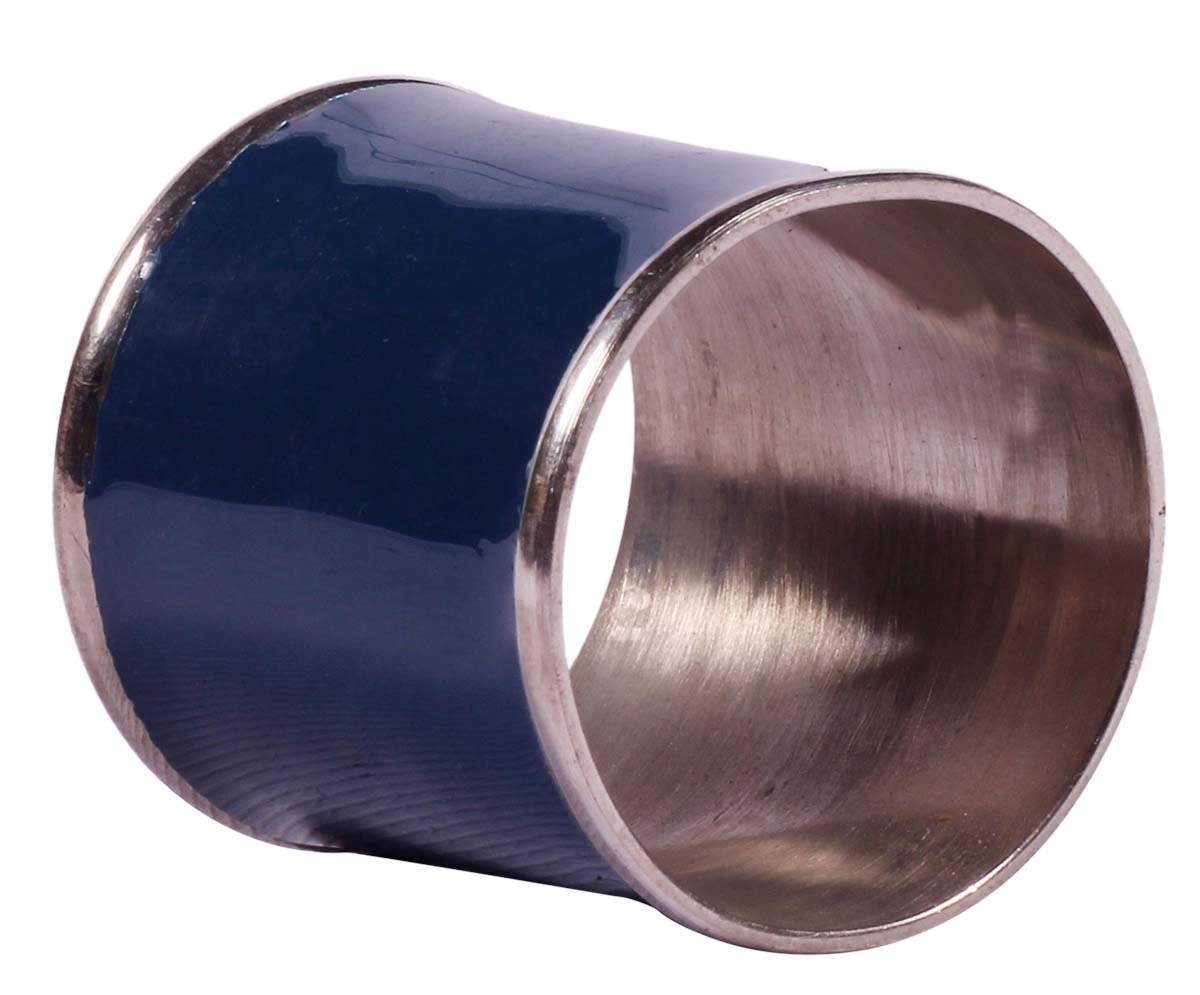 Buy in Bulk Wholesale 1.5” Brass Blue Napkin Rings in Silver Finish - Hand-Crafted Dining Table Accessories