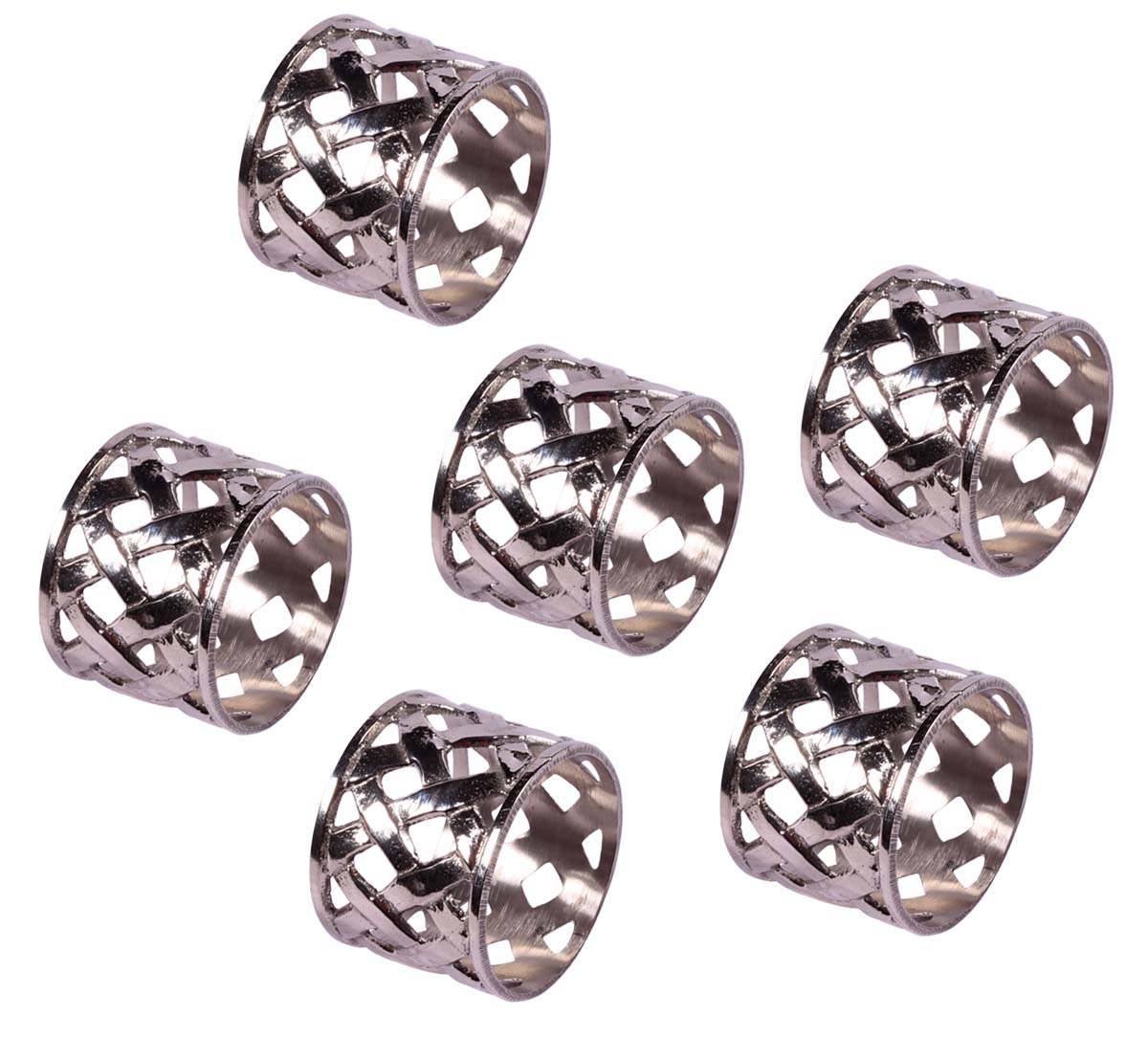 Buy in Bulk Wholesale 1.5” Brass Napkin Rings in Silver Finish & Inter-Woven Design - Hand-Crafted Dining Table Accessories
