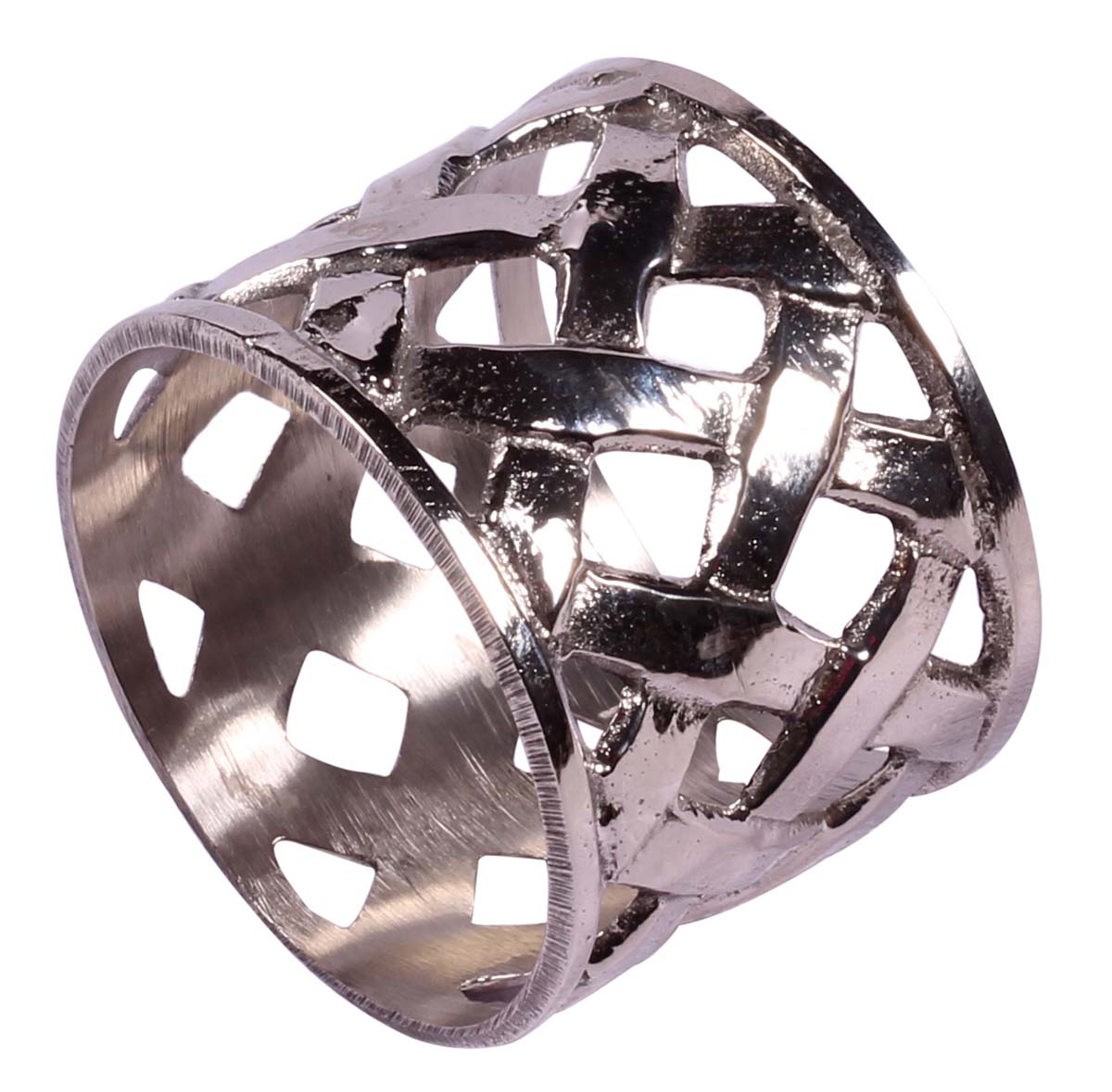 Buy in Bulk Wholesale 1.5” Brass Napkin Rings in Silver Finish & Inter-Woven Design - Hand-Crafted Dining Table Accessories